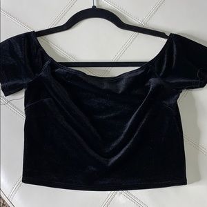 F21 Velvet Off the Shoulder Crop Top